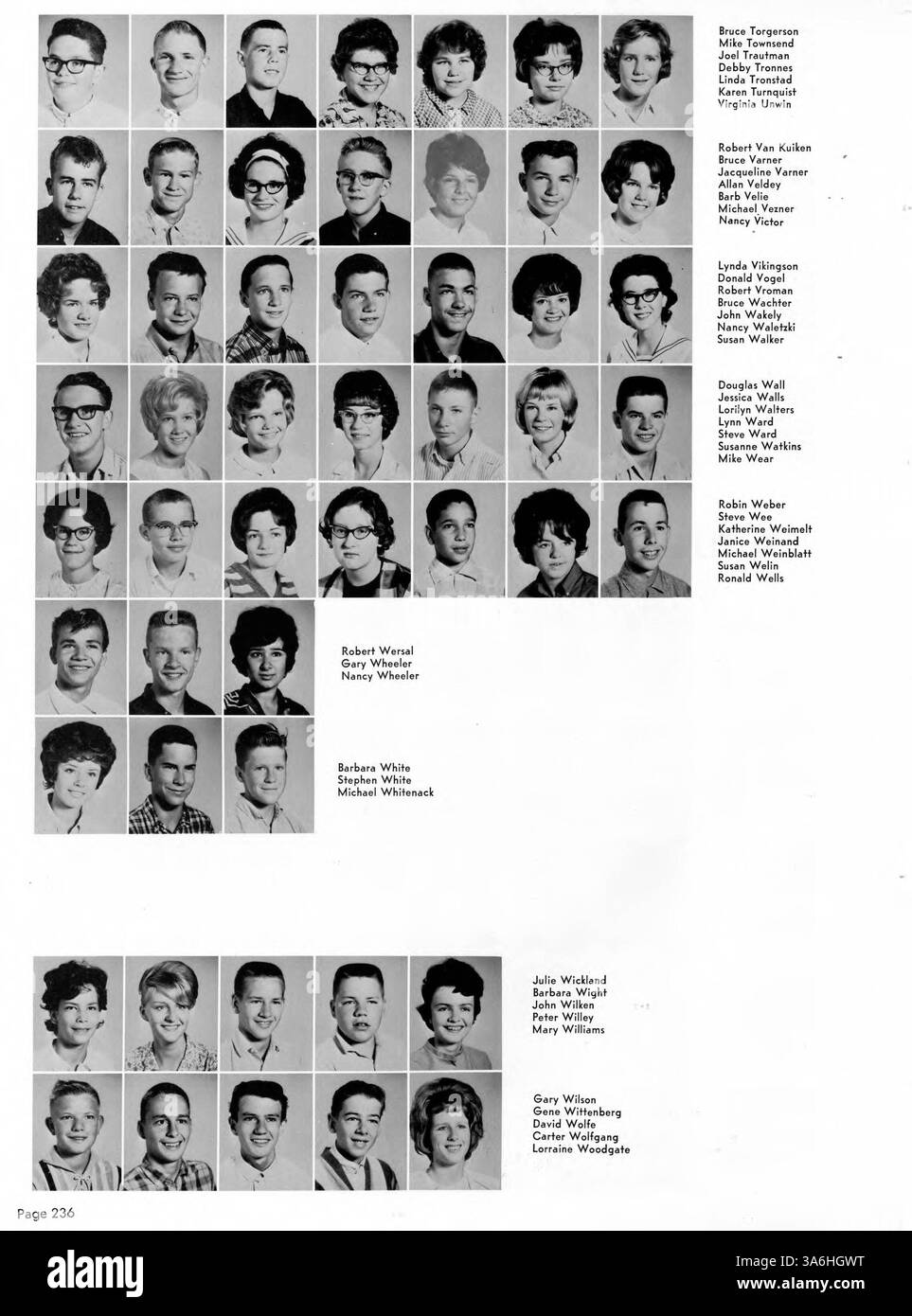 Das Jahrbuch 1964 der Bloomington High '64 Bear' dokumentiert das Leben der Schüler, die Leichtathletik, die akademischen Leistungen und die Beteiligung der Lehrer während des Schuljahres 1963-1964. Stockfoto