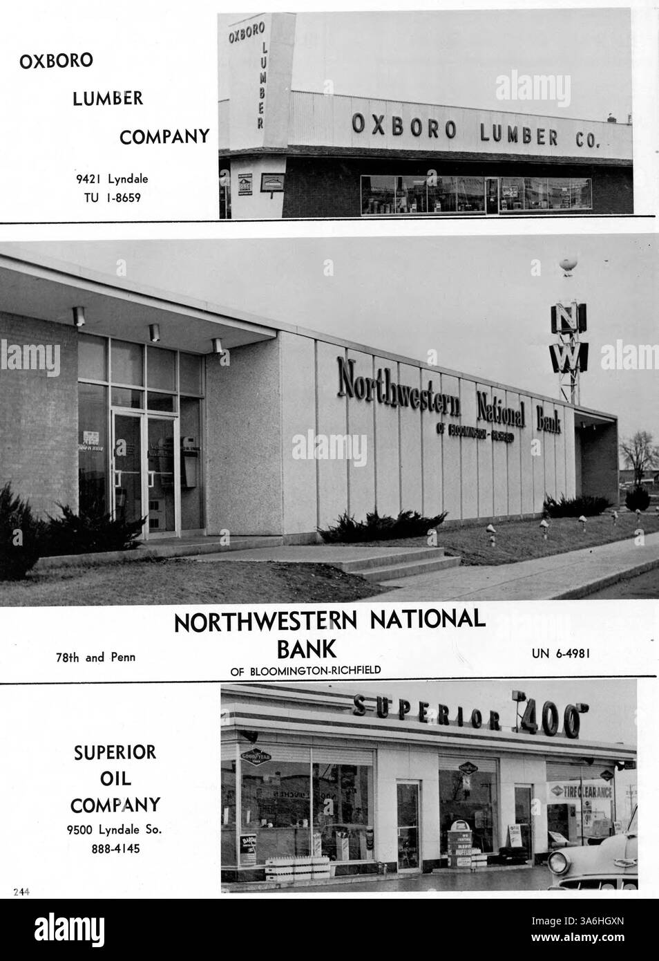 Das Jahrbuch „64 Bear“ der Bloomington High School dokumentiert das Schuljahr 1963-1964 und behandelt das Leben der Schüler, Sportmannschaften, akademische Leistungen und außerschulische Aktivitäten. Stockfoto