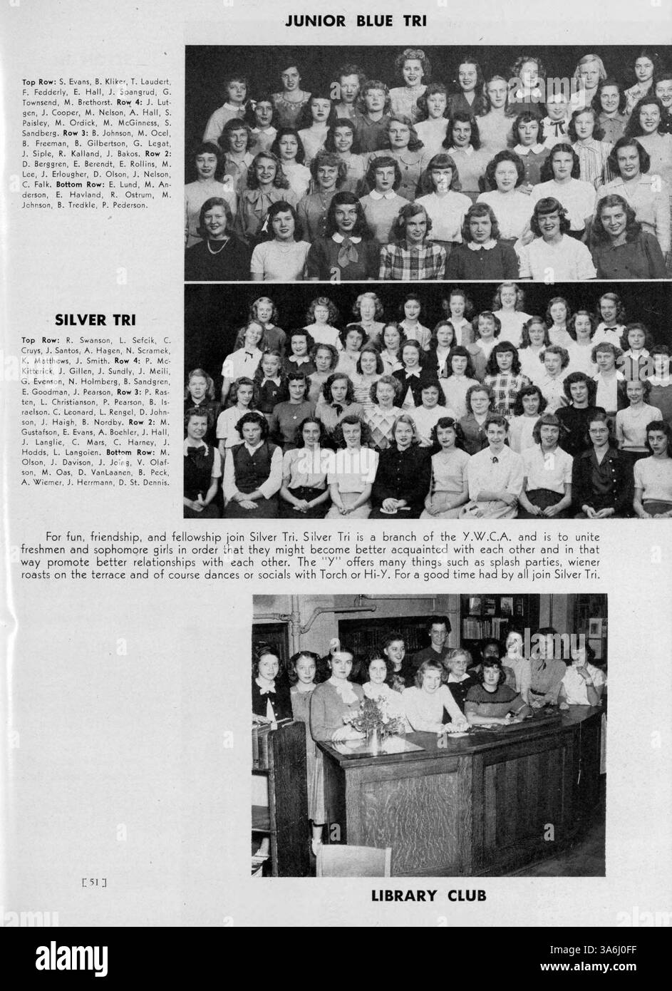 Das Jahrbuch „Tiger“ von 1948 von der South High School beleuchtet die akademischen, sportlichen und sozialen Leistungen der Schüler während des Schuljahres 1947-1948 und hebt die Beiträge afroamerikanischer Schüler in verschiedenen Schulfunktionen hervor. Stockfoto