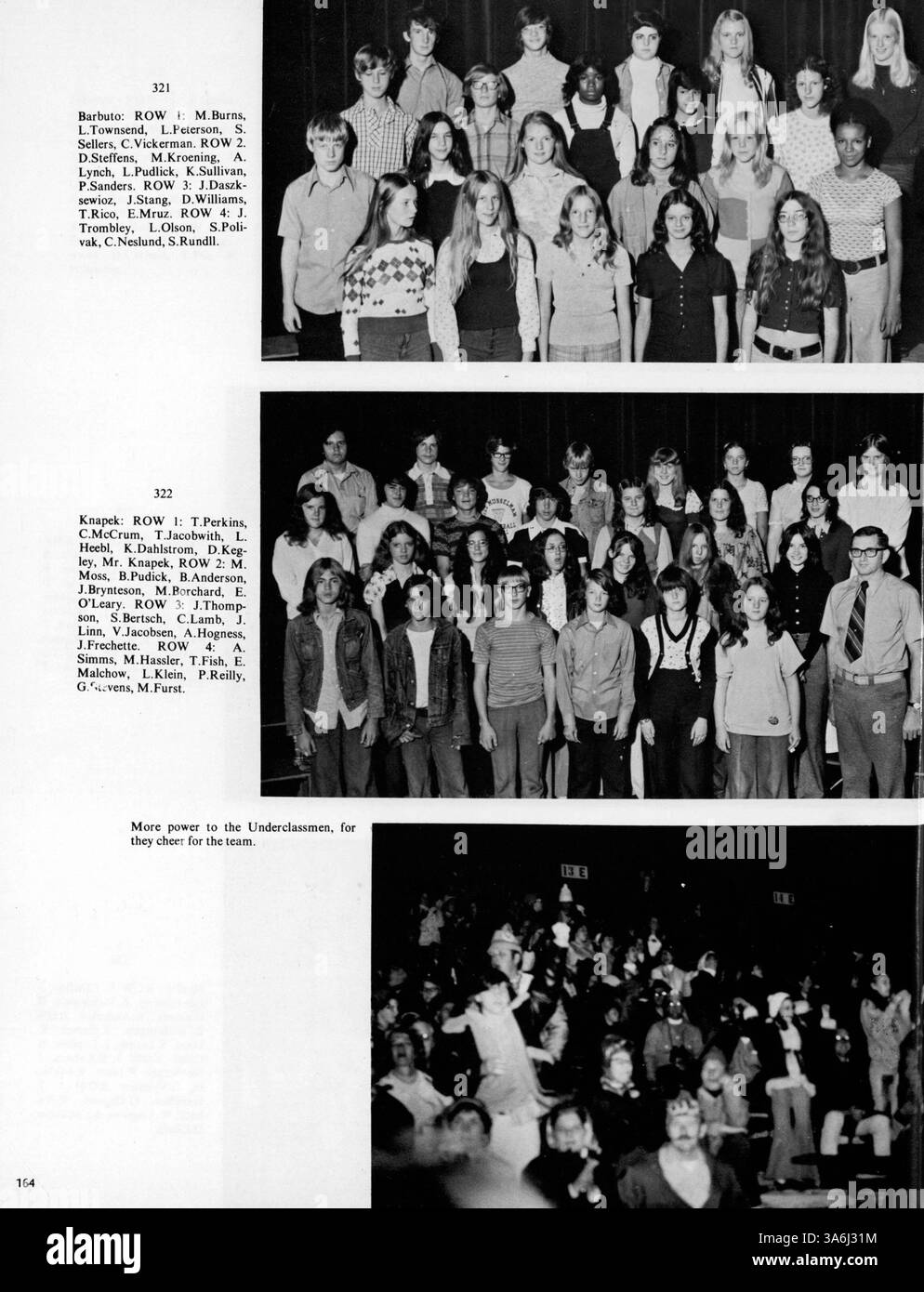 Das Jahrbuch der Rednerin 1974 dokumentiert das Schuljahr 1973-1974 an der Patrick Henry High mit Schülerporträts, Clubaktivitäten und sportlichen Veranstaltungen. Im Jahrbuch fehlen die Vorder- und Rückseite. Stockfoto