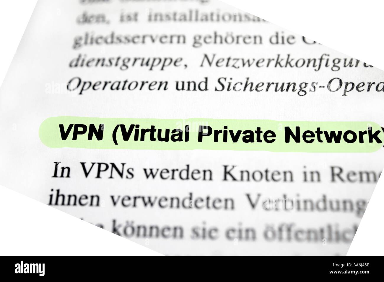 VPN (Virtual Private Network) ist eine Technologie, mit der autorisierte Computer über das Internet auf das private oder lokale Netzwerk zugreifen können Stockfoto