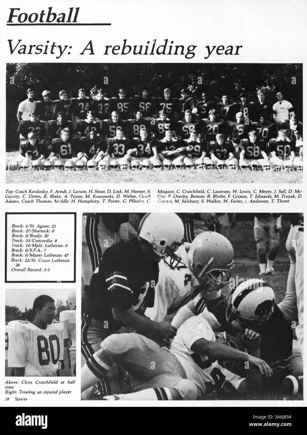 Das Breck-Jahrbuch „Mustang“ 1987 bietet einen Überblick über das Schuljahr 1986-1987, einschließlich Porträts von Schülern und Lehrkräften, Sportmannschaften, Vereinen und großen Veranstaltungen. Stockfoto