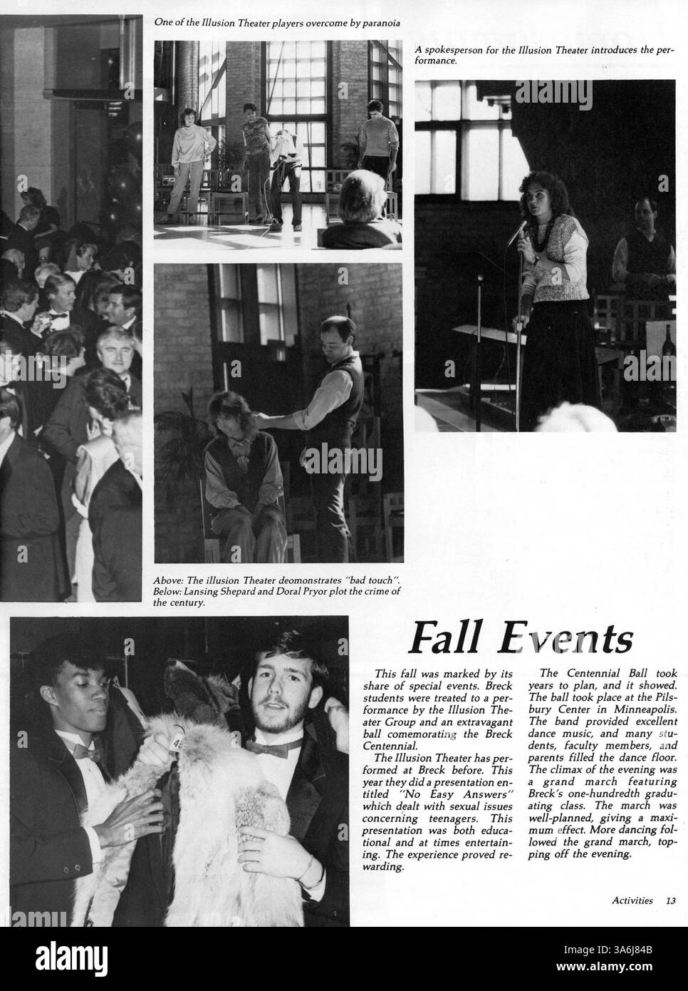 Das Jahrbuch „Breck Mustang“ 1987 fasst die Höhepunkte des Schuljahres 1986-1987 an der Breck School mit Schülerporträts, Lehrkräften, Leichtathletik, Clubs, und Großveranstaltungen. Stockfoto