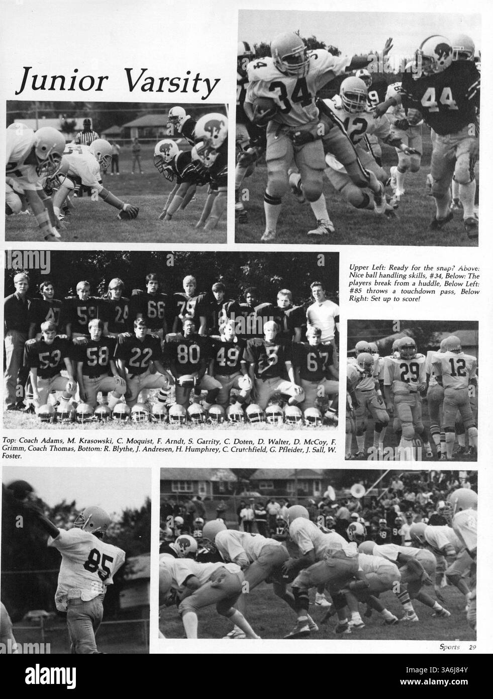 Das Jahrbuch „Breck Mustang“ 1987 dokumentiert die Leistungen der Schüler, sportliche Leistungen, Schulveranstaltungen und außerschulische Aktivitäten aus dem akademischen Jahr 1986-1987. Stockfoto