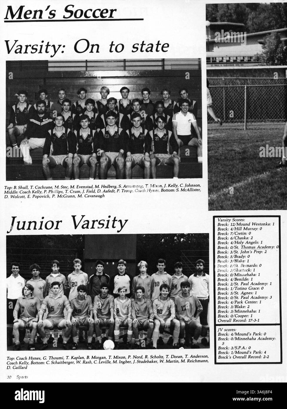 Das Breck-Jahrbuch Mustang 1987 dokumentiert die akademischen und außerschulischen Leistungen der Breck-School-Schüler im Jahr 1986-1987, einschließlich Sport- und Schulveranstaltungen. Stockfoto