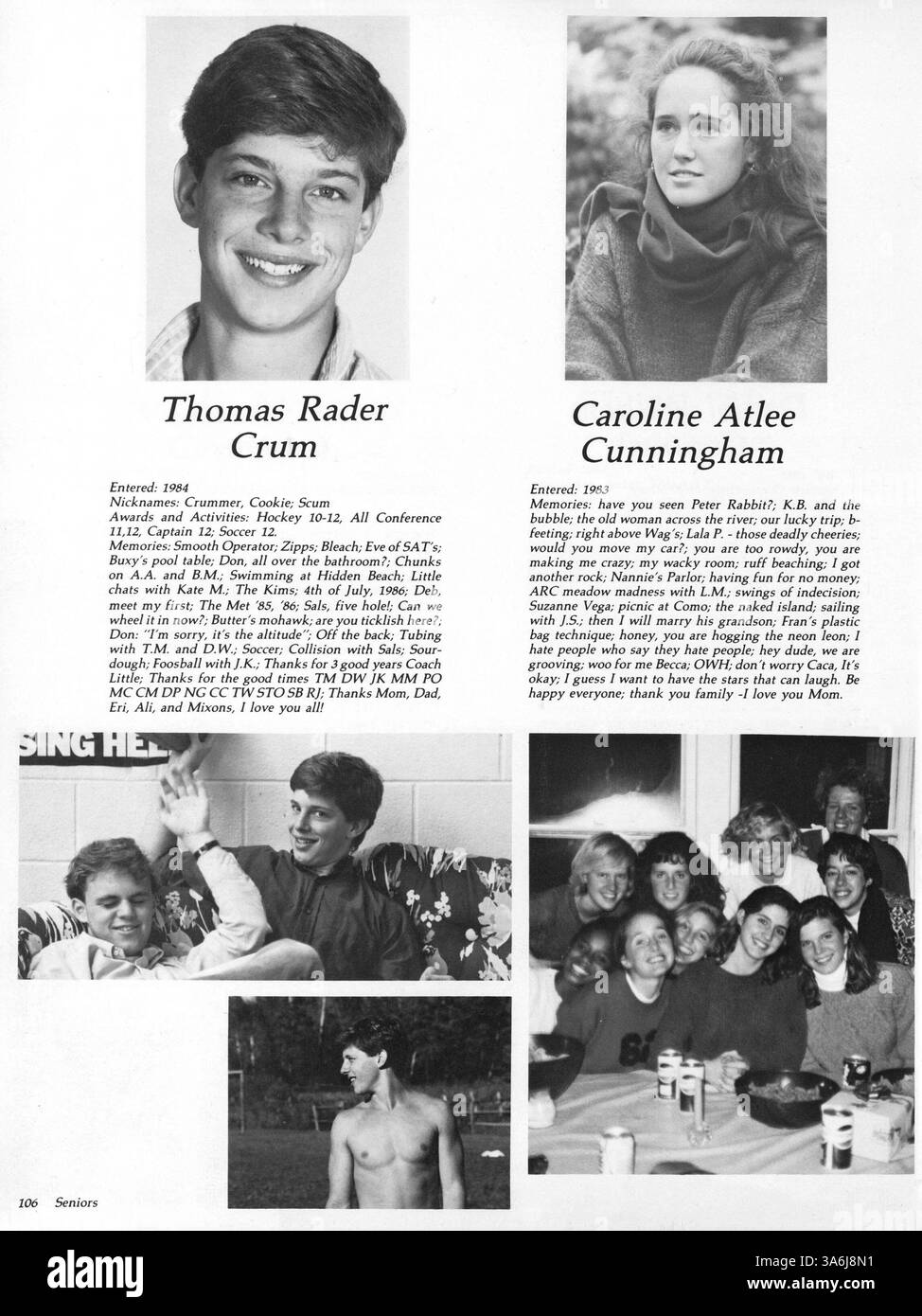 Das Breck Yearbook 1987 spiegelt die Leistungen der Schülerschaft während des Schuljahres 1986-1987 wider und dokumentiert Leichtathletik, akademische Programme und außerschulische Veranstaltungen. Stockfoto