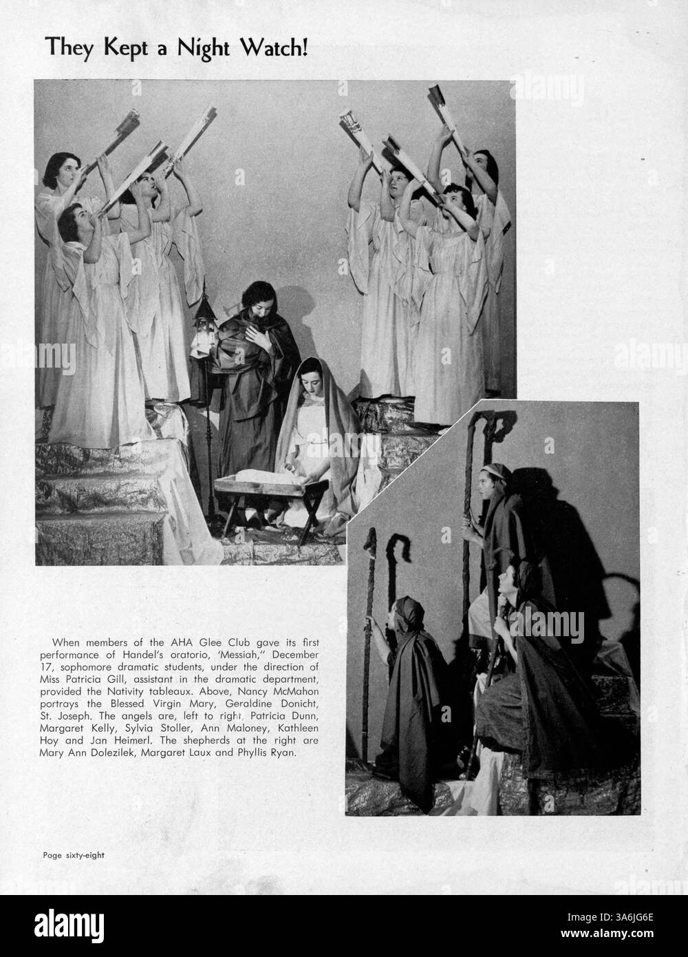 Diese Ausgabe 1951 des Angelus Jahrbuchs spiegelt die akademischen und außerschulischen Höhepunkte der Akademie der Heiligen Engel wider und erfasst die Erfahrungen von Schülern, Lehrern und Sportteams. Stockfoto