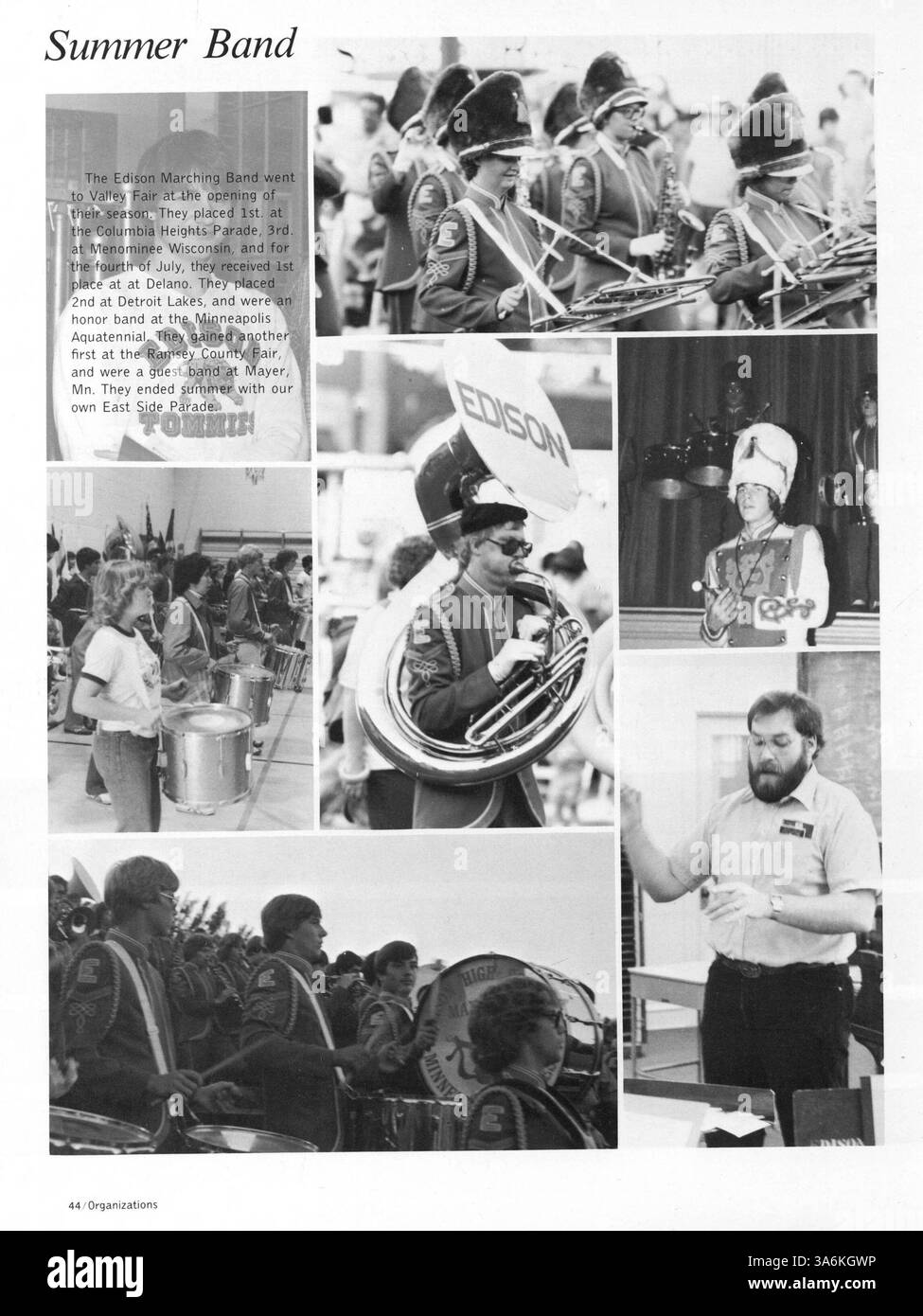 Das Wizard '81 Jahrbuch dokumentiert die Schülerschaft, die Vereine, die Leichtathletik und die Teilnahme der Lehrer an Veranstaltungen während des Schuljahres 1980-1981 an der Edison High School. Stockfoto