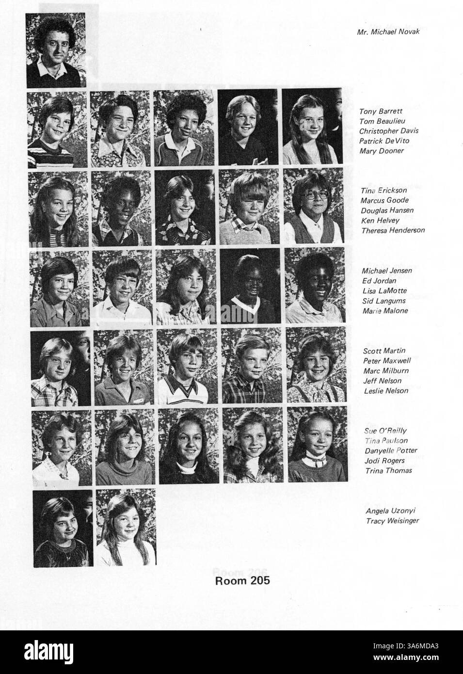 Das Putnam Elementary Yearbook 1981 erfasst die Schüler, Lehrer und wichtigsten Ereignisse des akademischen Jahres 1980-1981 und bietet einen umfassenden Einblick in das Schulleben, einschließlich Porträts und bedeutender Aktivitäten. Stockfoto