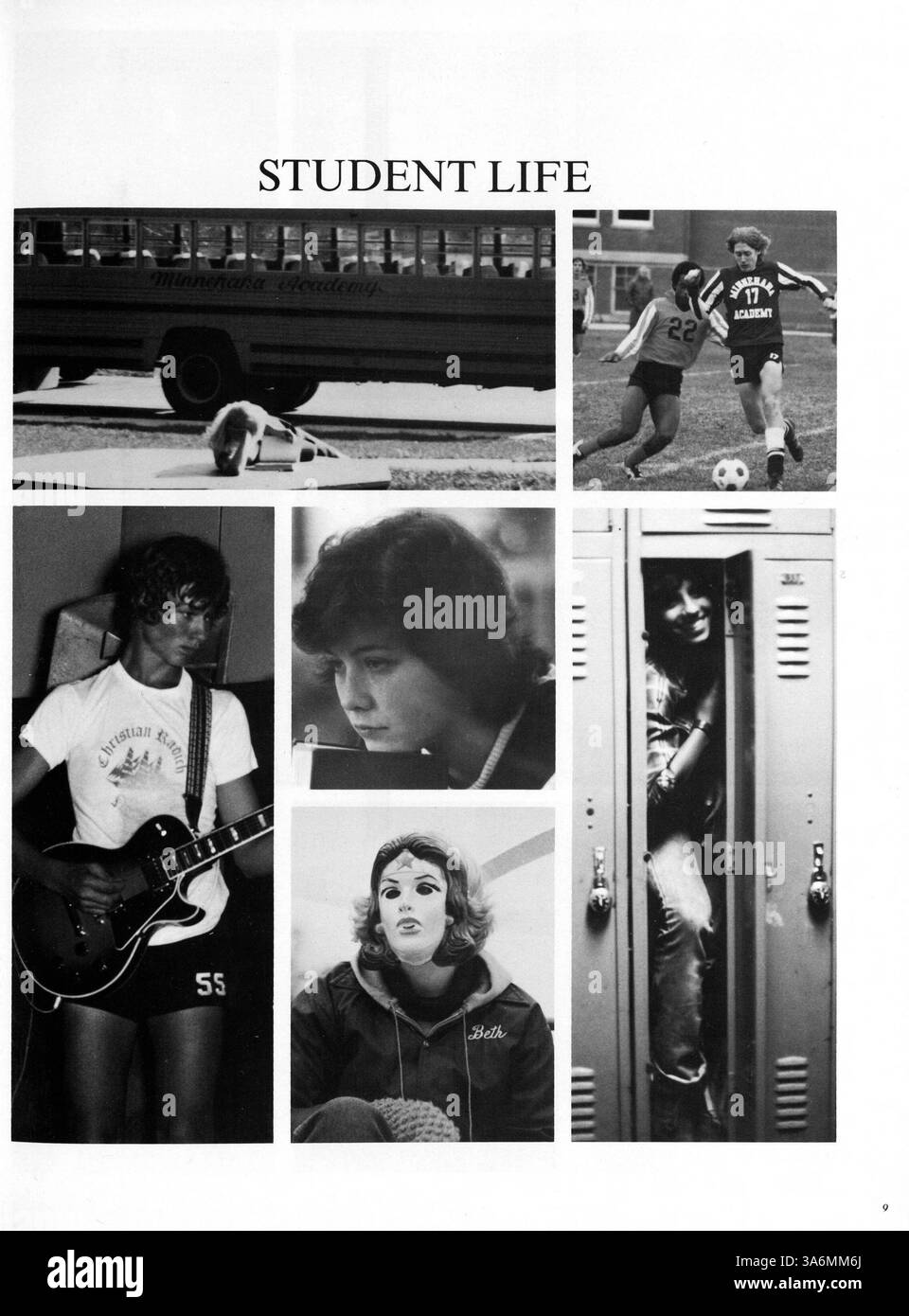 Dieses 1980 Geweih Jahrbuch der Minnehaha Academy fasst die Höhepunkte des Schuljahres 1979-1980, einschließlich akademischer, sozialer und sportlicher Veranstaltungen, fest. Einige Seiten (55, 56 und 59-62) fehlen. Stockfoto