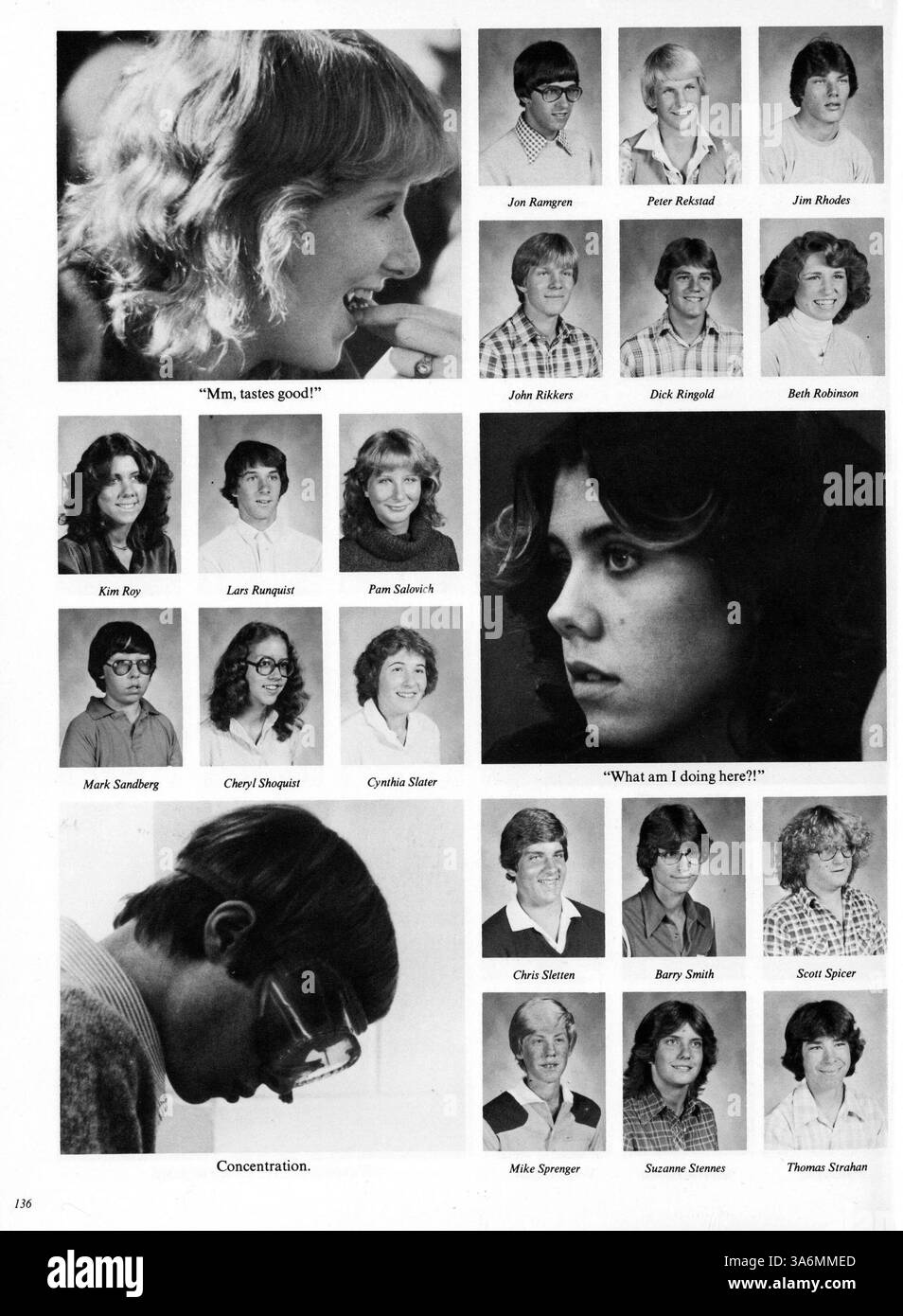 Das Jahresbuch 1980 der Minnehaha Academy spiegelt das akademische Jahr wider und beleuchtet das Leben der Schüler, Lehrer, Leichtathletik, Vereine, und andere wichtige Ereignisse. Fehlende Seiten 55, 56 und 59-62. Stockfoto