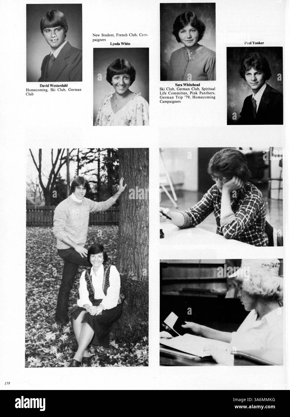 Das Minnehaha Academy Yearbook von 1980 dokumentiert die wichtigsten Momente des Schuljahres 1979-1980, darunter akademische Leistungen, sportliche Veranstaltungen und Studentenclubs. Fehlende Seiten 55, 56 und 59-62. Stockfoto