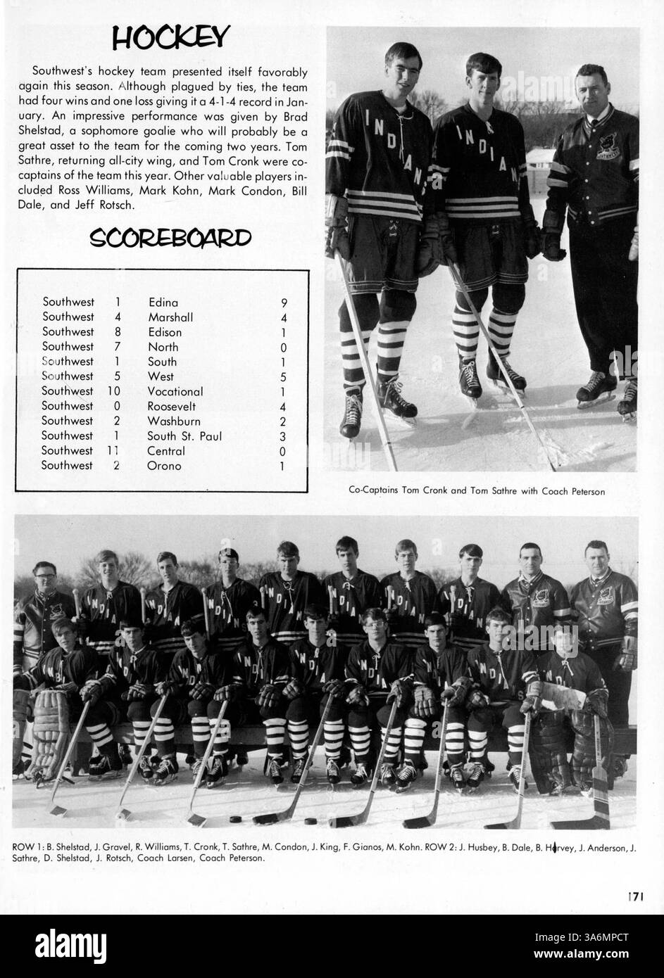 Das Southwest High Yearbook 1967 enthält eine visuelle Aufzeichnung der Aktivitäten der Schüler, der Leichtathletik und der Schulvereine aus dem akademischen Jahr 1966-1967. Stockfoto