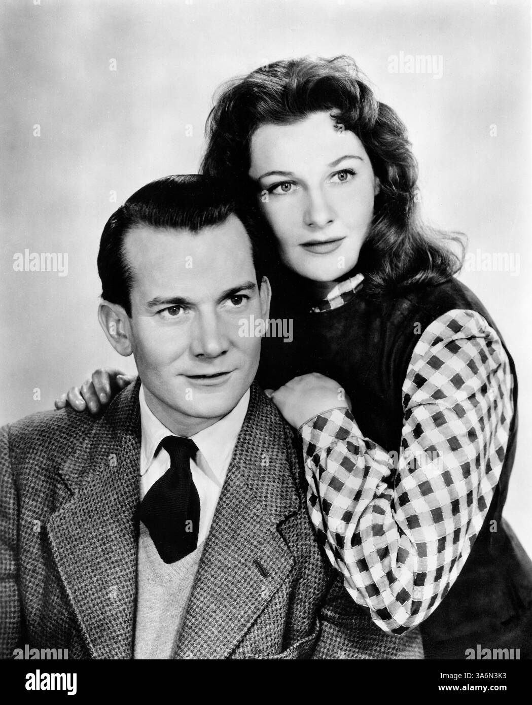 Denholm Elliott, Adrienne Corri, am Set des Films „Lease of Life“, General Film Distributors, 1954 Stockfoto