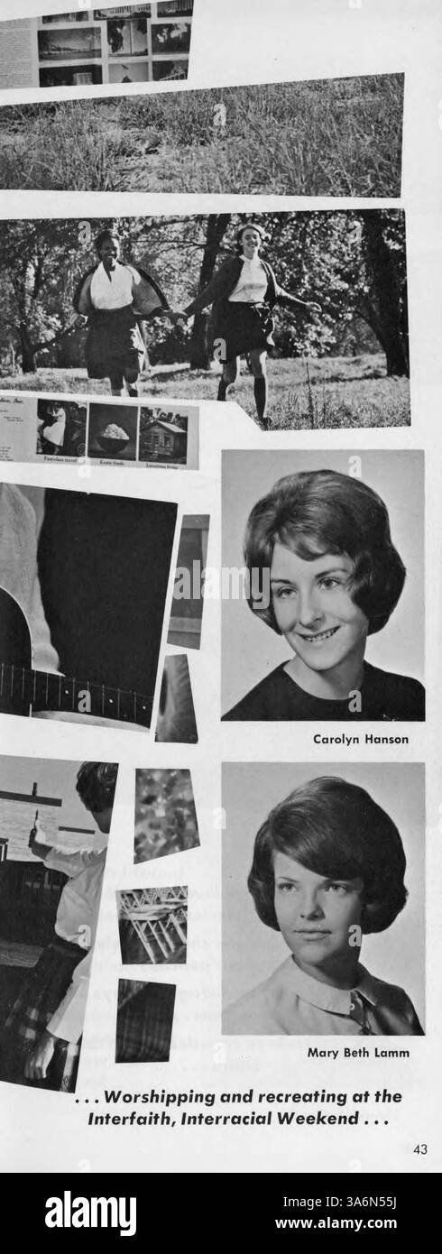 Das Regina Yearbook 1963-1964 fasst die Höhepunkte des Schuljahres fest, von sportlichen Wettbewerben bis hin zu akademischen Meilensteinen, und dokumentiert die Beteiligung von Studenten und Dozenten an verschiedenen Aktivitäten. Stockfoto