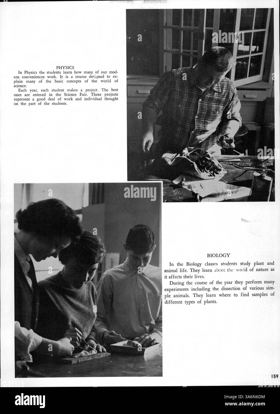 Das Edison Yearbook von 1959 bietet einen umfassenden Überblick über das Schuljahr 1958-1959 und hebt die Beiträge von Sport, Vereinen und Lehrkräften hervor. Stockfoto