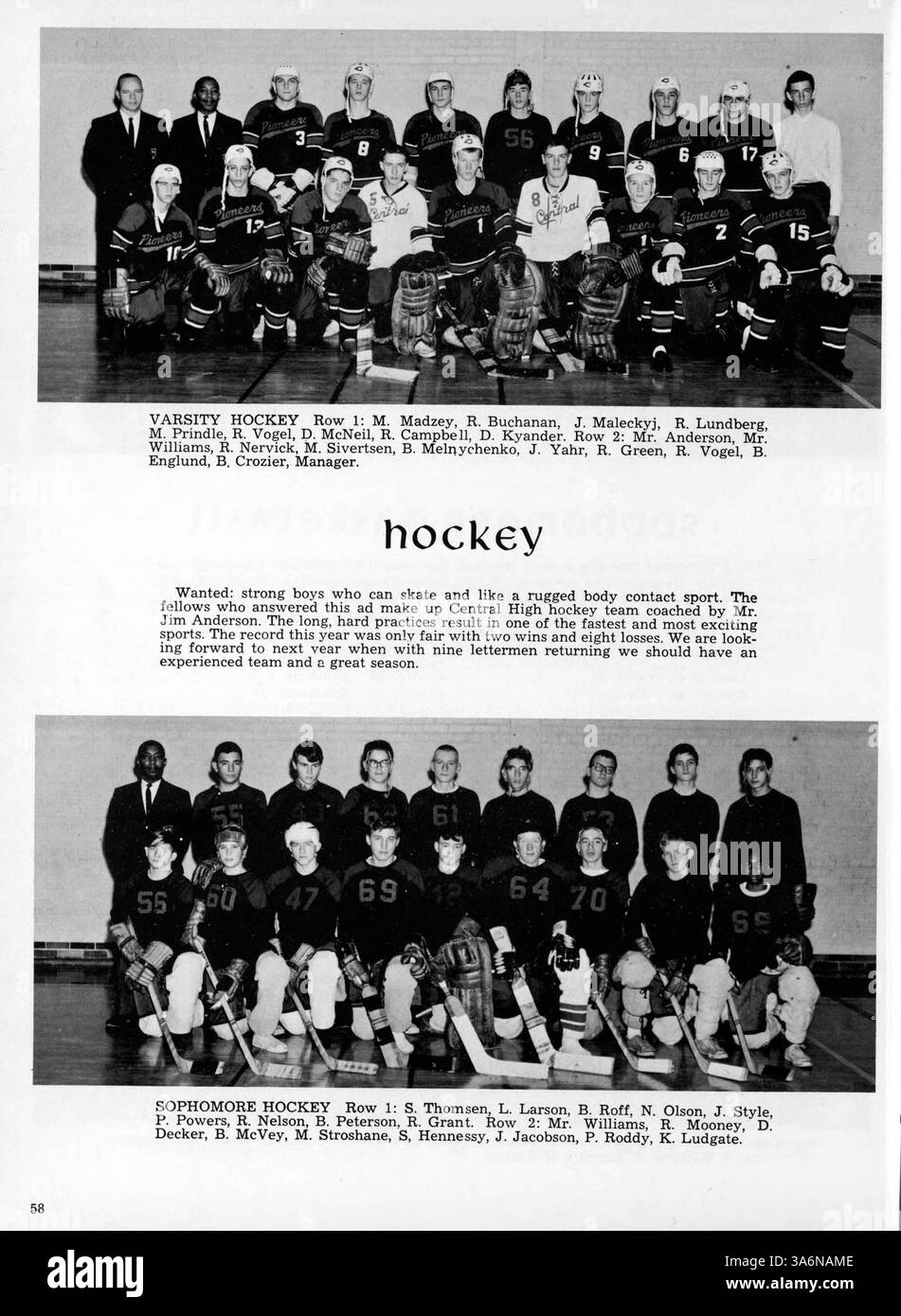 Dieses Jahrbuch 1964 dokumentiert die Höhepunkte des Schuljahres 1963-1964 der Central High und deckt eine Reihe von Schüleraktivitäten ab, darunter Sport, Vereine und gesellschaftliche Veranstaltungen. Die Beiträge afroamerikanischer Studenten in diesen Bereichen werden hervorgehoben. Stockfoto