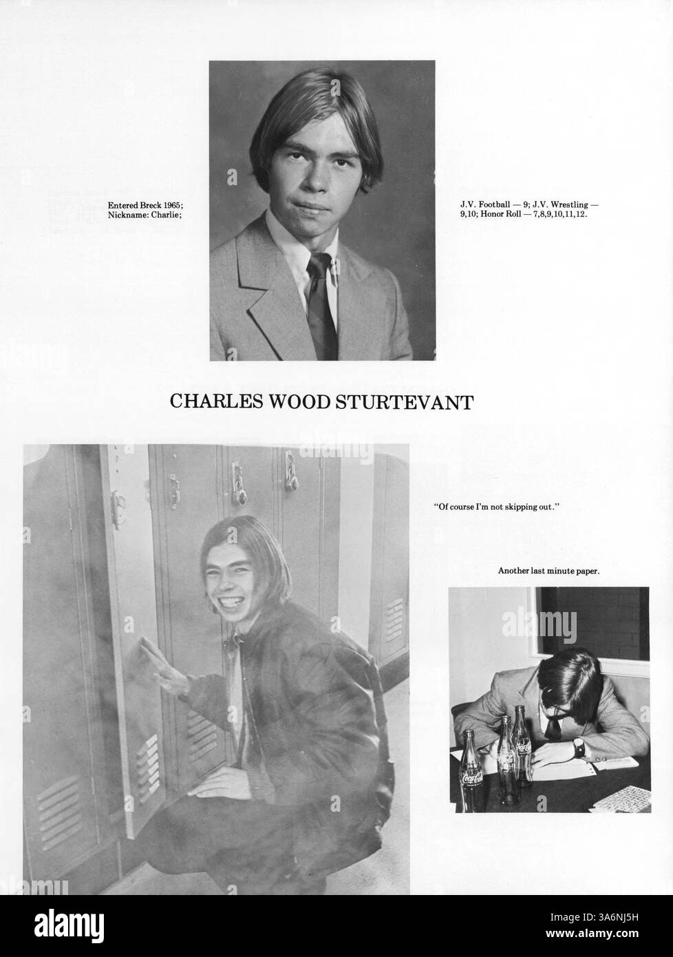 Das Breck Mustang Jahrbuch 1971 zeigt die akademischen und außerschulischen Leistungen von Breck Schülern, Lehrern und Teams während des Schuljahres 1970-1971. Stockfoto