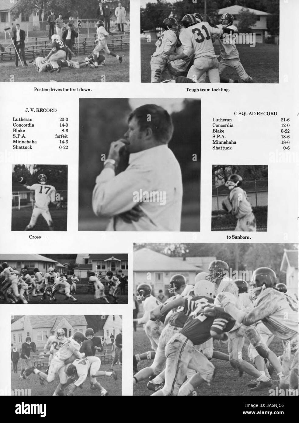 Diese Ausgabe des Breck Mustang Jahrbuchs zeigt die Schüler, Lehrkräfte, Leichtathletik, Vereine und Veranstaltungen aus dem Schuljahr 1970-1971. Stockfoto