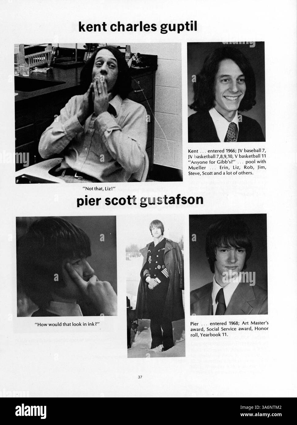 Das Mustang Yearbook 1974 der Breck School dokumentiert das Schuljahr 1973–1974 und hebt Schüler, Lehrer, Leichtathletik und Vereine hervor. Stockfoto