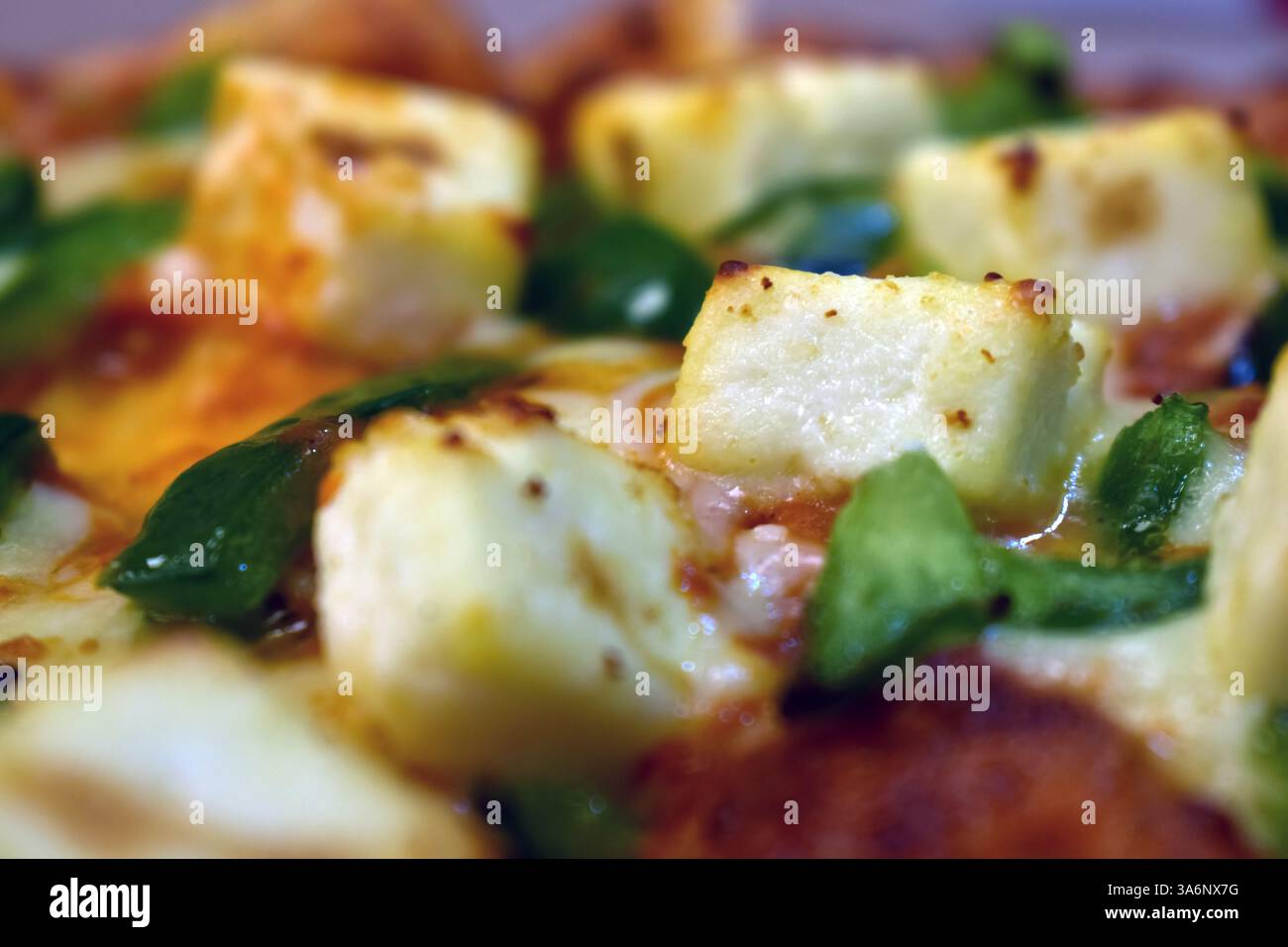 Paneer Pizza vegetarische indische Küche Stockfoto