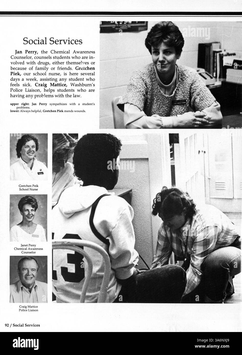 Das Wahian Jahrbuch 1987 der Washburn High School dokumentiert die wichtigsten Ereignisse, Studentenporträts, Lehrkörper, Vereine, Leichtathletik, und Erfolge des Schuljahres 1986-1987. Stockfoto
