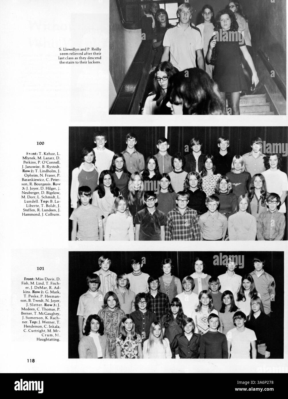Das Jahrbuch der Patrick Henry High School 1972 dokumentiert das Schuljahr 1971-1972 mit einem Schwerpunkt auf Studenten, Dozenten, Leichtathletik, Clubs und afroamerikanischer Geschichte. Stockfoto
