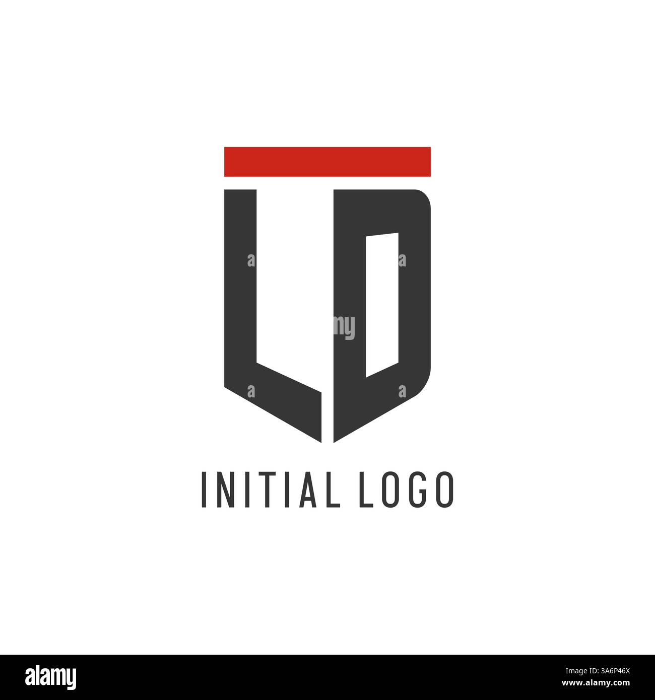 LD anfängliches Esport-Logo mit einfacher Vektorgrafik im Shield-Design Stock Vektor