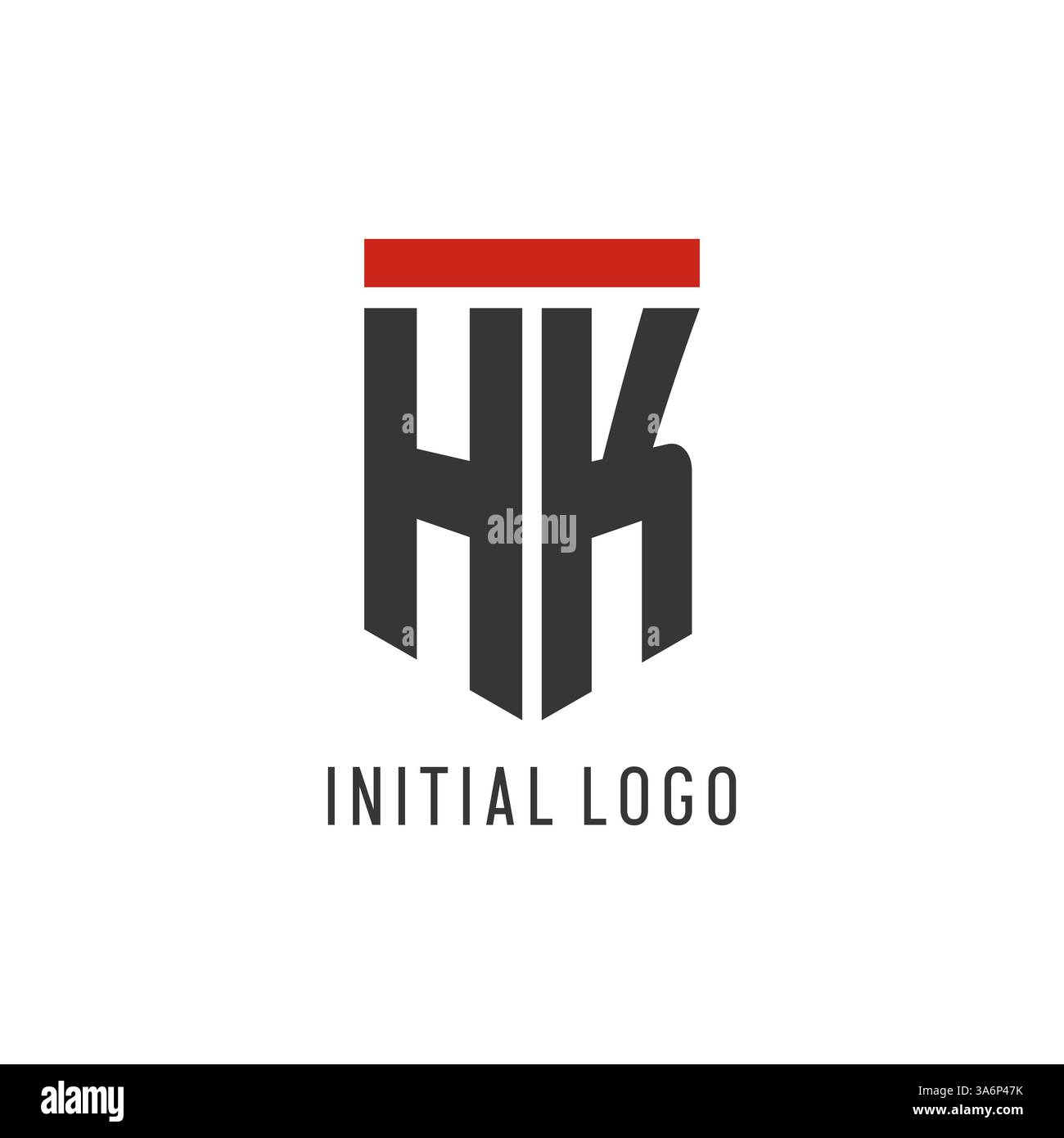 HK Initial Esport Logo mit einfacher Vektorgrafik im Schilddesign Stock Vektor