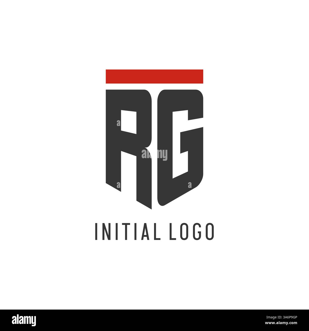 RG Initial Esport-Logo mit einfacher Vektorgrafik im Shield-Design Stock Vektor