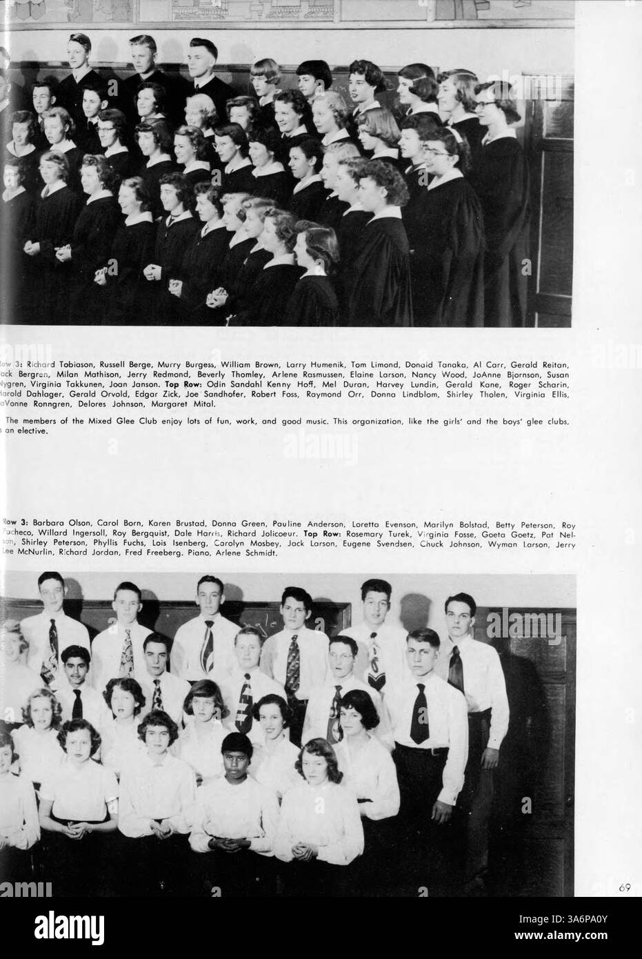 Das Jahrbuch „Tiger“ 1951 von der South High School bietet einen Überblick über das Schuljahr 1950-1951, mit Inhalten über das Schülerleben, Lehrkräfte, Leichtathletik, Vereine und Schulveranstaltungen. Sie hebt auch den Einfluss der afroamerikanischen Studenten auf akademische und außerschulische Aktivitäten hervor. Stockfoto