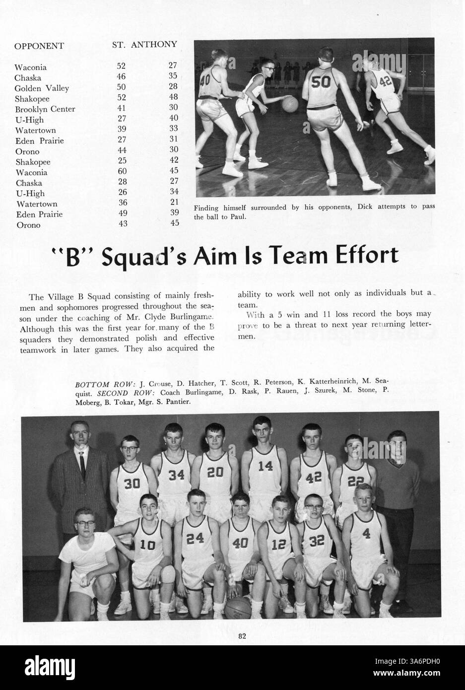 Das Jahrbuch der St. Anthony Village High School 1964 dokumentiert wichtige Ereignisse des Schuljahres 1963-1964, darunter Leichtathletik, Studentenorganisationen, akademische Leistungen und Höhepunkte der Fakultät. Stockfoto