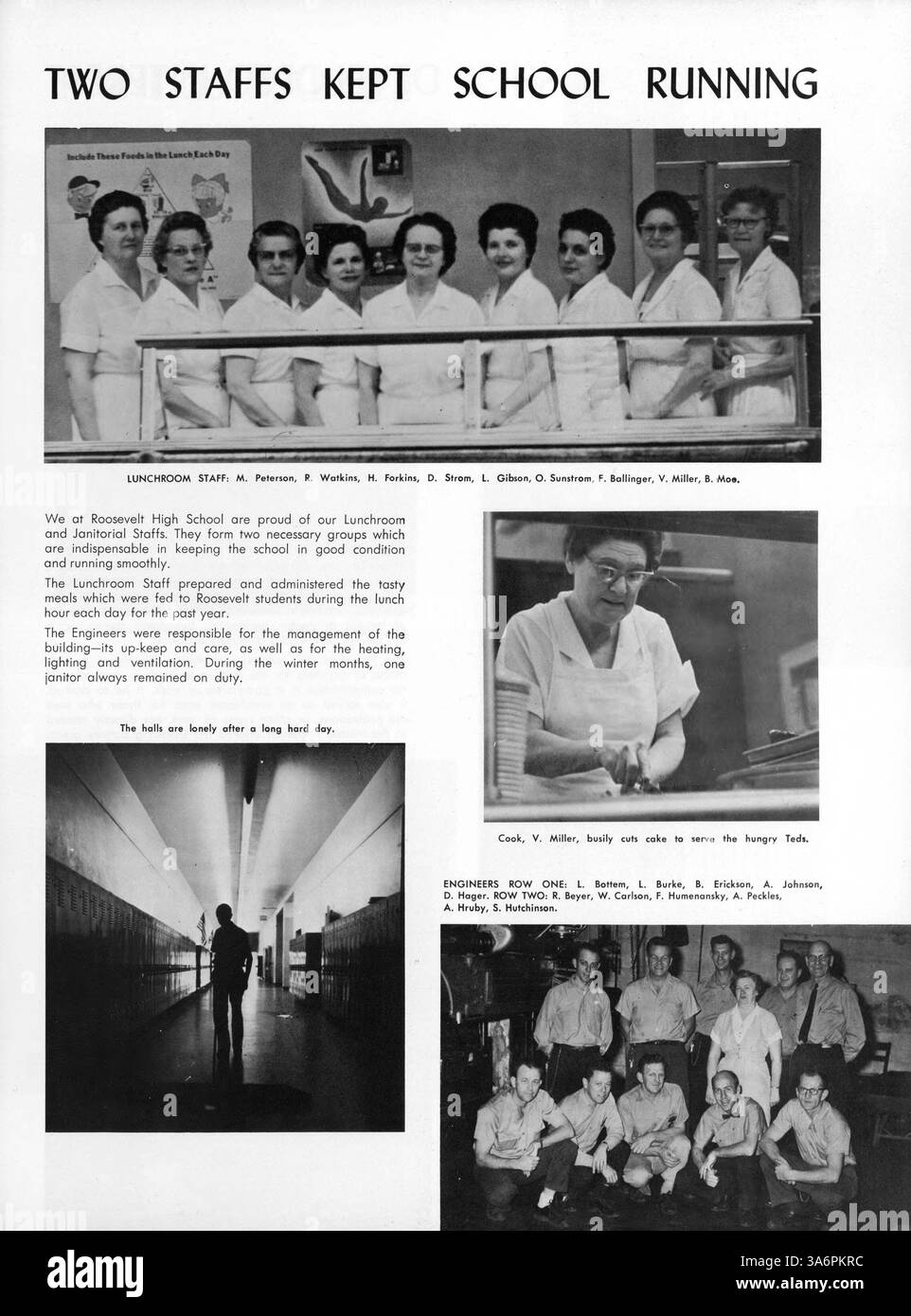 Das Sagamore Jahrbuch 1964 der Roosevelt High School dokumentiert das akademische Jahr mit Schülern, Lehrern, Leichtathletik, Clubs, und wichtige Ereignisse. Es beleuchtet die afroamerikanische Geschichte innerhalb der Schulgemeinschaft. Stockfoto