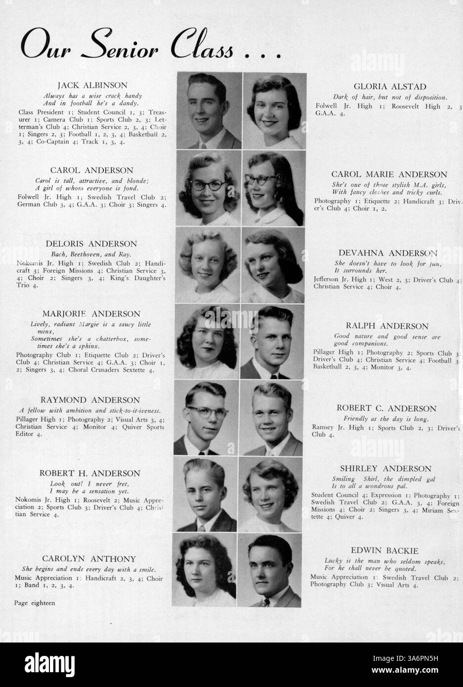 Das Geweih Jahrbuch 1950 der Minnehaha Academy dokumentiert die akademischen, sportlichen und außerschulischen Höhepunkte des Schuljahres 1949-1950. Stockfoto