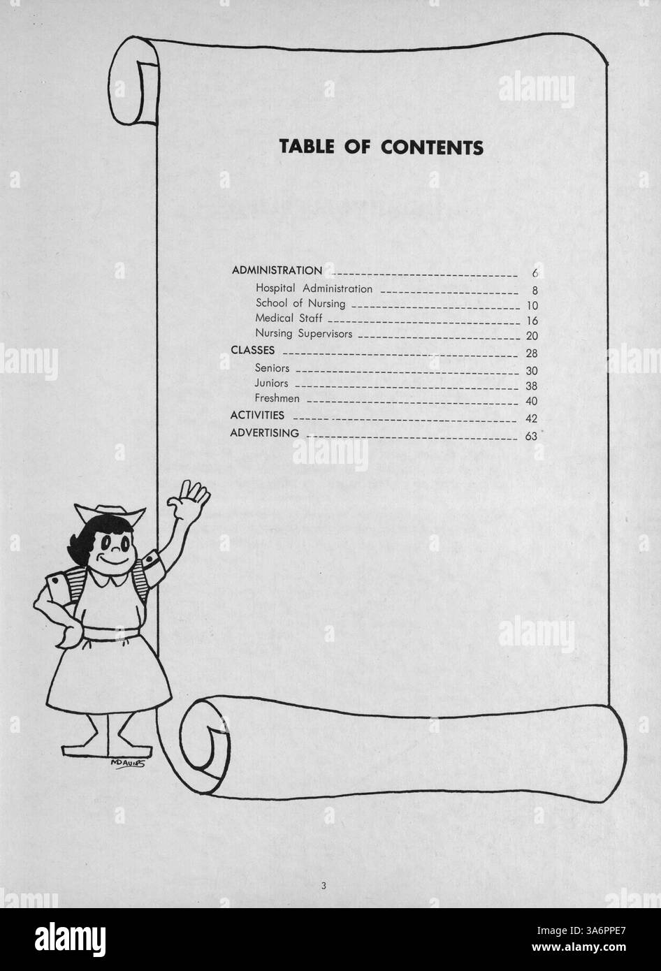 Das Jahrbuch von 1952 an der Northwestern Hospital School of Nursing erfasst die pädagogischen und außerschulischen Aktivitäten der Studenten und der Fakultät. Stockfoto