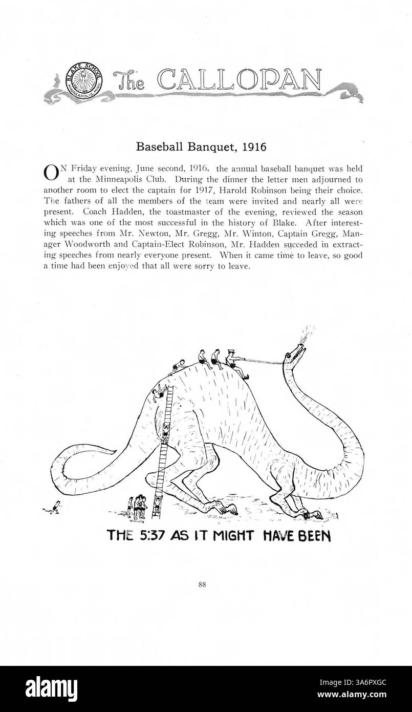 „The Callopan“ 1917 Blake Jahrbuch bietet eine visuelle Aufzeichnung der Leistungen der Schüler, des Sports, der Lehrkräfte und des Schullebens im Schuljahr 1916-1917. Stockfoto