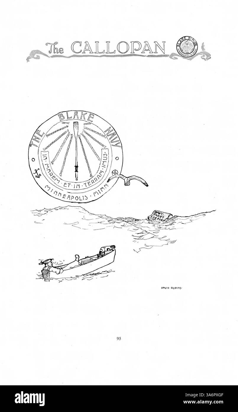 Das Blake Jahrbuch „The Callopan“ 1917 zeigt die akademischen, sportlichen und außerschulischen Höhepunkte des Jahres an der Blake School. Stockfoto