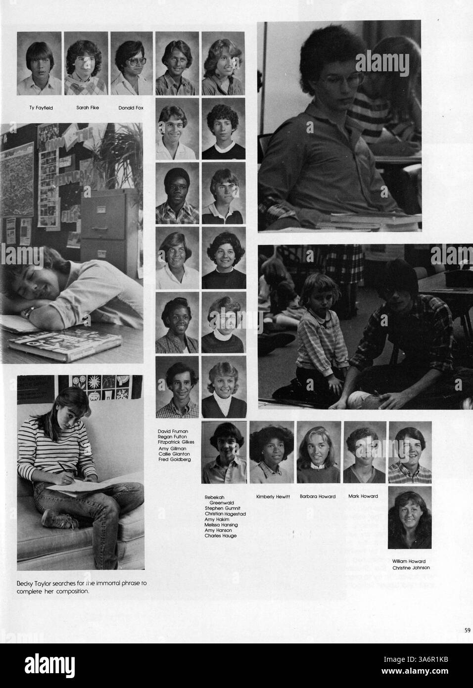 Dieses Jahrbuch von Breck Mustang 1982 bietet einen Überblick über das akademische Jahr an der Breck School und dokumentiert das Leben von Schülern, Lehrkräften, Leichtathletik, Clubs, und wichtige Schulveranstaltungen. Stockfoto