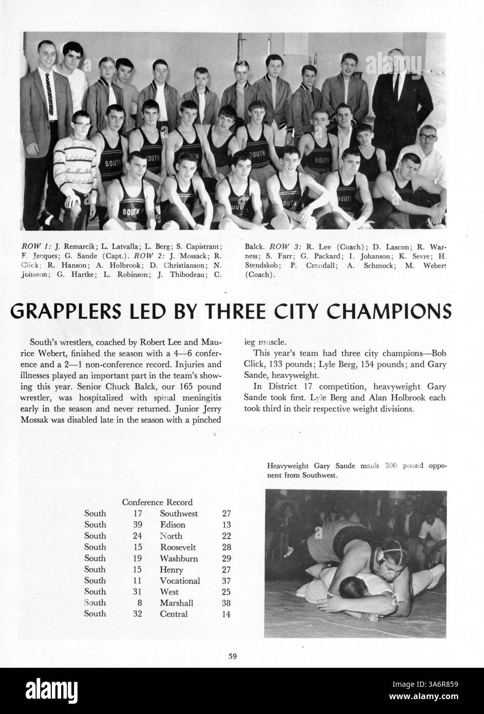 Das Jahrbuch „Tiger“ von der South High School im Jahr 1964 zeigt die Schüler, Mitarbeiter, Sportarten, Vereine und Schlüsselveranstaltungen des Schuljahres 1963-1964 mit dem Schwerpunkt auf afroamerikanische Geschichte und kulturelle Momente während dieser Zeit. Stockfoto