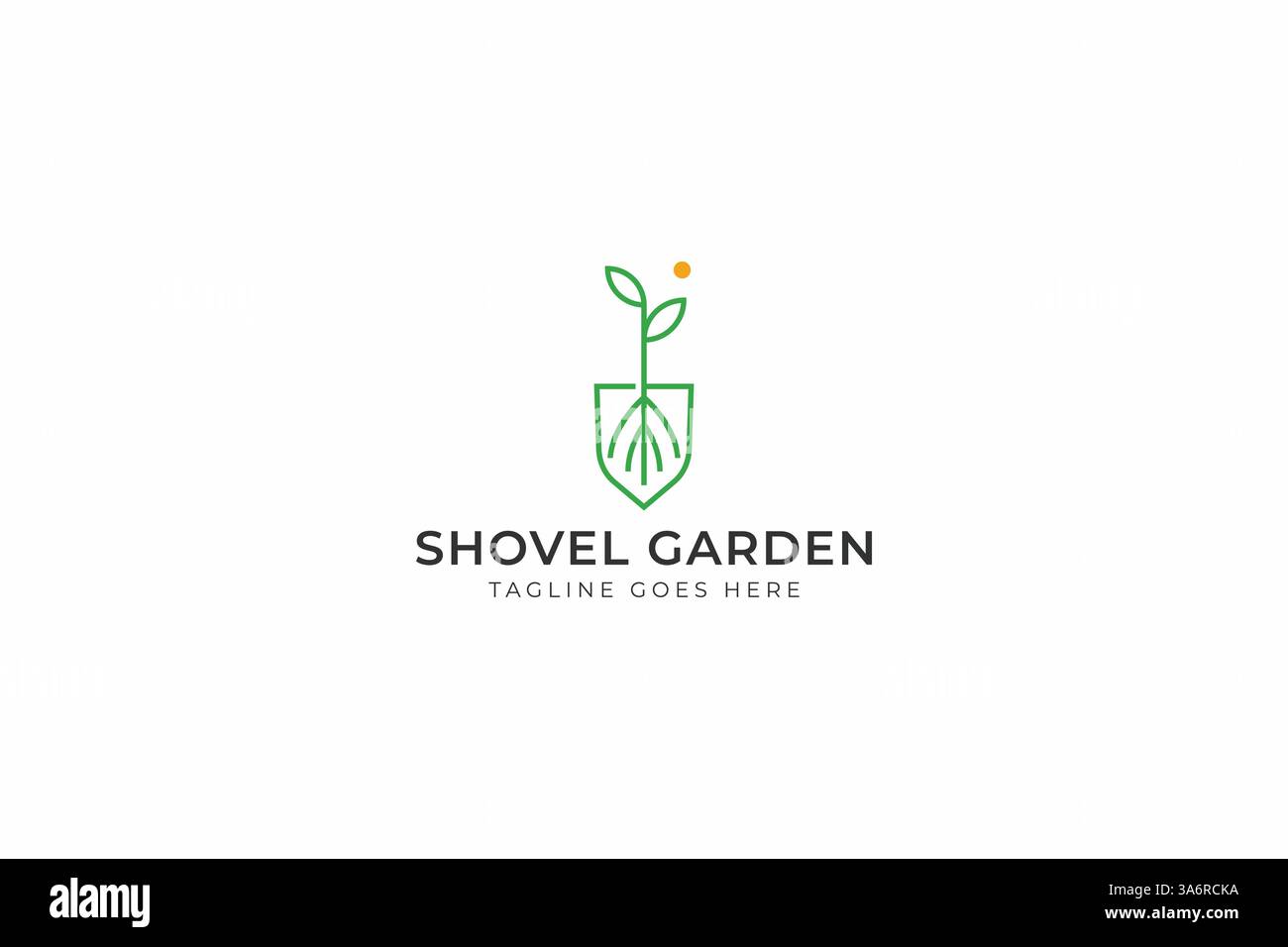 Schaufel Logo Garten Farm Landwirtschaft Farm Green Equipment Logo Natur Industrie Stock Vektor