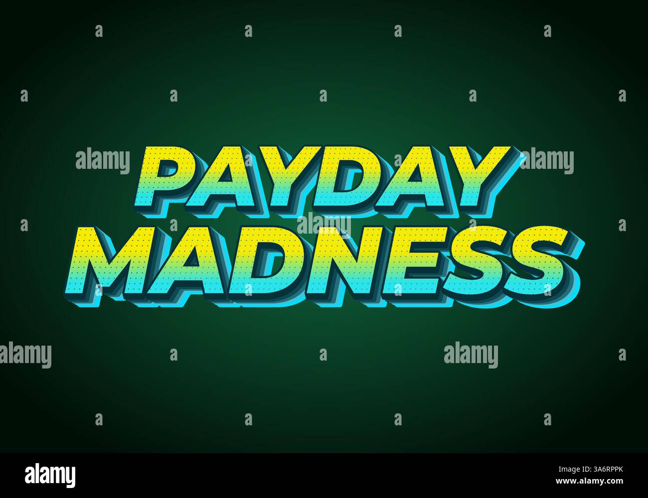 Dynamischer Zahltag - Wahnsinn - Text. Für Werbezwecke oder soziale Medien. Gelbe blaue Farben Stock Vektor