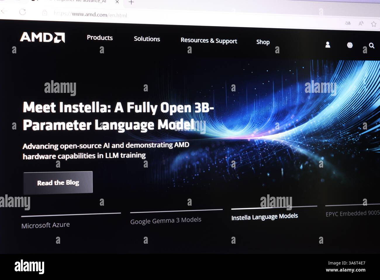 AMD instella: Offenes 3b-Parameter-Sprachmodell zur Erweiterung der Ai- und llm-Hardwarefunktionen. Stockfoto