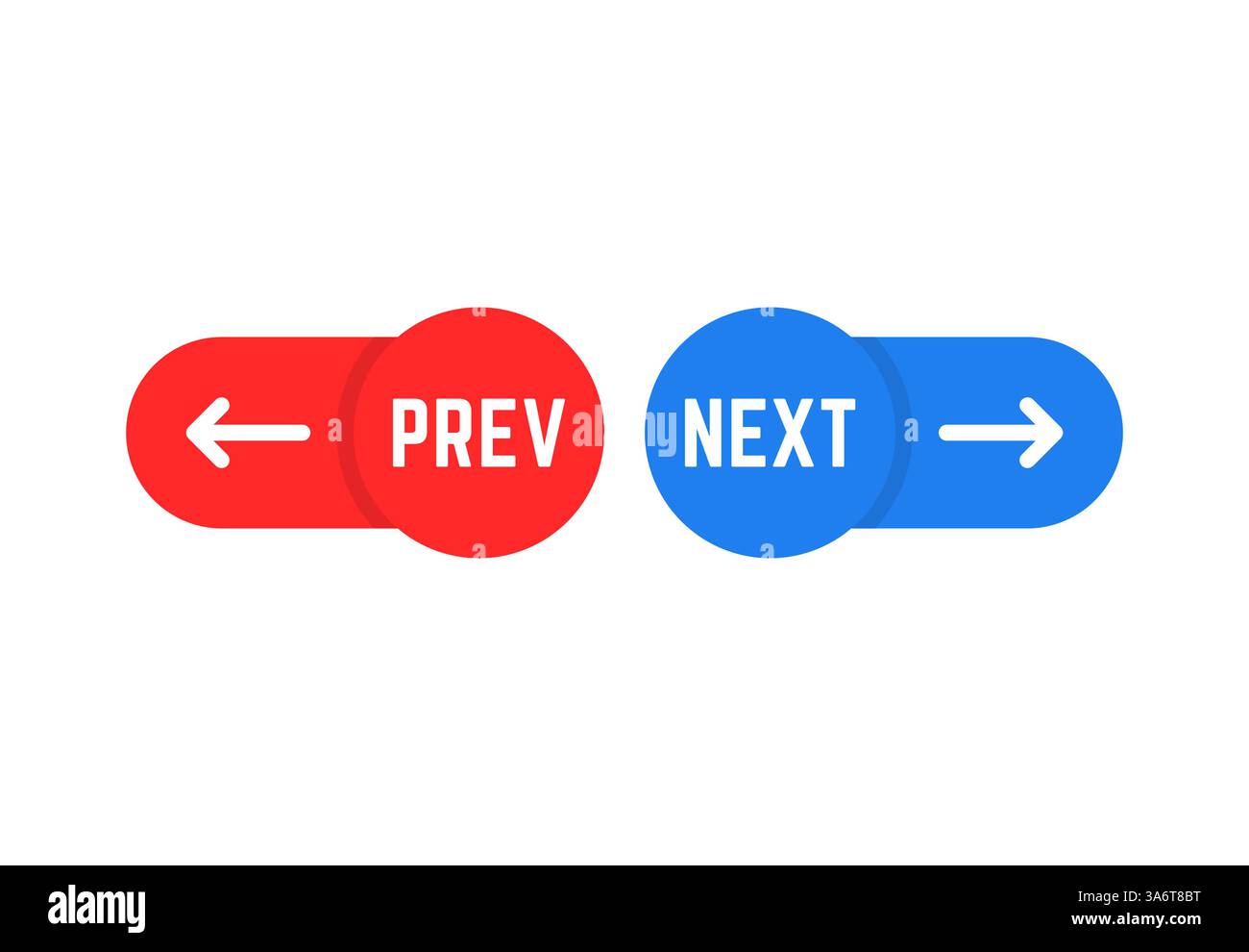 Rot und blau Vorheriges und nächstes Symbol Stock Vektor