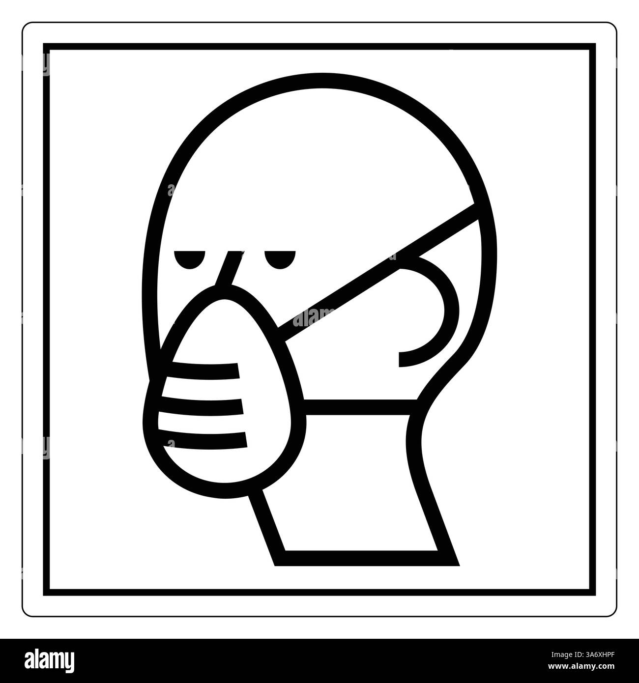 Minimalistische Linienkunst einer maskierten Figur, die Sicherheits- und Gesundheitsbewusstsein in der modernen Gesellschaft repräsentiert Stock Vektor