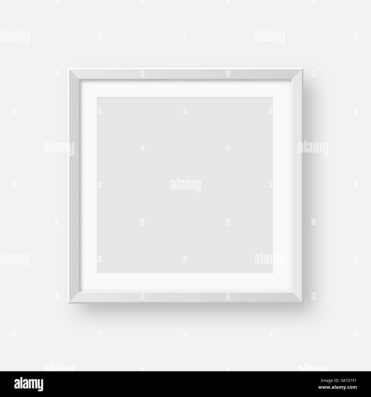 Realistischer weißer Bilderrahmen. Modernes Postermockup für Kunstwerke, Fotografien oder Werbung. Perfekt für Kunstgalerien, Inneneinrichtung und Stock Vektor