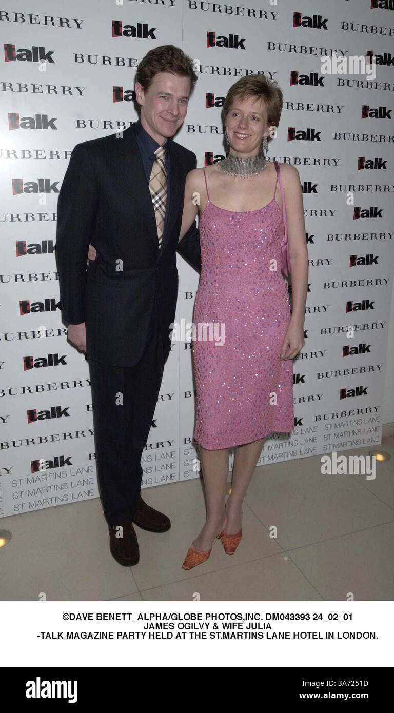 FEBRUAR 2001 - LONDON, GROSSBRITANNIEN - ©DAVE BENETT ALPHA/ DM043393 24 02 01.JAMES OGILVY & EHEFRAU JULIA.-TALK MAGAZIN PARTY IM ST. MARTINS LANE HOTEL IN LONDON. (Kreditbild: © Globe Photos/ZUMAPRESS.com) Stockfoto