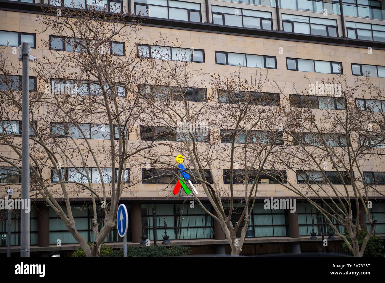 View of Valencia offices of social services organization O.N.C.E., with organization's logo on the facade Stockfoto