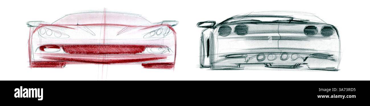 Mai 2004; Los Angeles, CA, USA; 2005 Corvette. Der 2005er Chevrolet Corvette ist die sechste Generation seines Vermächtnisses und bietet mehr Leistung, Leidenschaft und Präzision, um einen neuen Standard in Sachen Spitzenleistung zu erreichen. Die Produktion des Corvette Coupés 2005 beginnt im Sommer 2004, das Cabriolet folgt im Herbst 2004. Die Verkäufe in Nordamerika werden unmittelbar danach erfolgen, wobei die Verkäufe in Europa im Oktober beginnen und in anderen Regionen Anfang 2005. Stockfoto