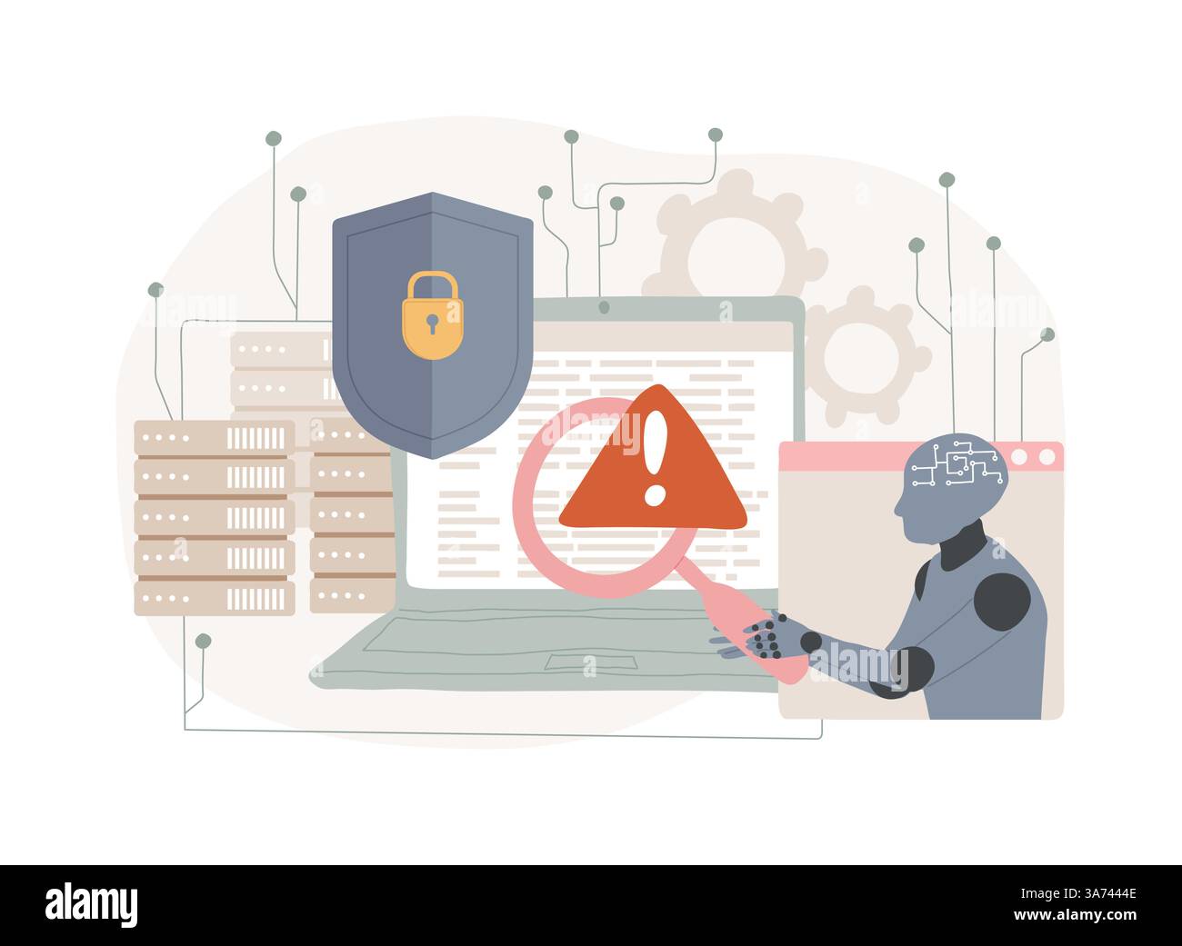 Illustration des abstrakten Konzepts der Analyse der Sicherheitslücke durch AI-Based Vulnerability Assessment. Stock Vektor