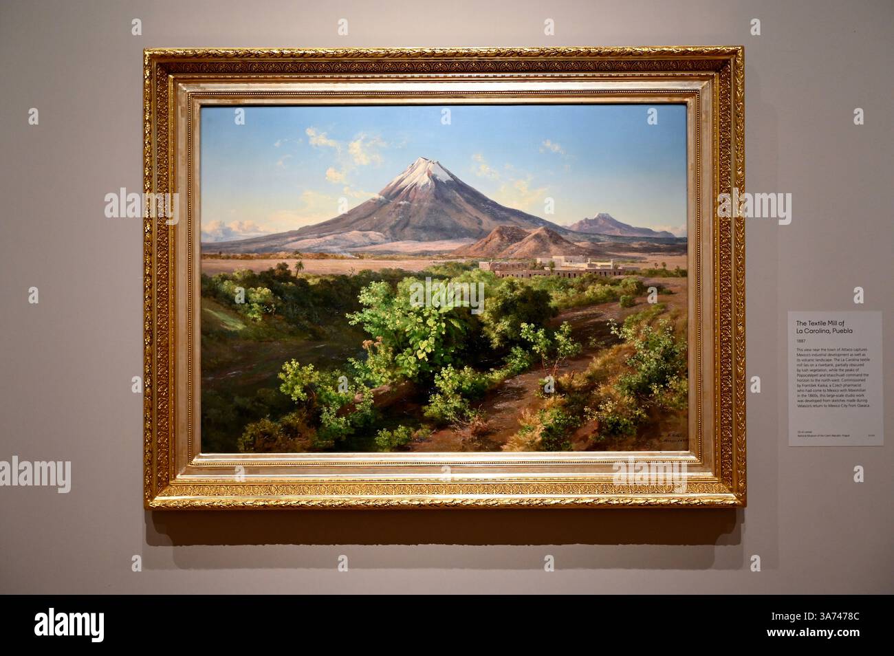 Die erste britische Ausstellung von Mexikos beliebtem Künstler José María Velasco. Velasco, der im 19. Jahrhundert in Mexiko arbeitete, war ein Mann von vielen Interessen. Er war fasziniert von den Fortschritten in der Geologie, der Archäologie seines Heimatlandes, der Erforschung der lokalen Flora und der zunehmenden Industrialisierung. Er malte die weitläufigen Landschaften des Tals von Mexiko, der Heimat des modernen Mexico City, mit exquisiten Details. Sein beeindruckender Panoramablick auf das Tal offenbart Anspielungen auf Mexikos historische Vergangenheit und seine sich schnell modernisierende Gegenwart. Stockfoto